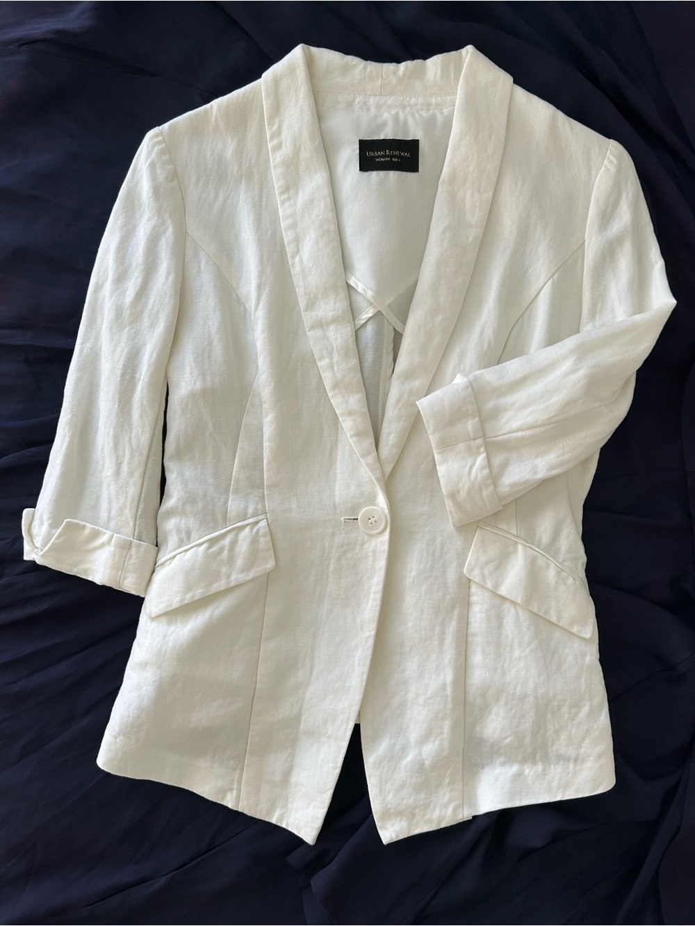 Urban Renewal Cream Linen-Blend Blazer Jacket